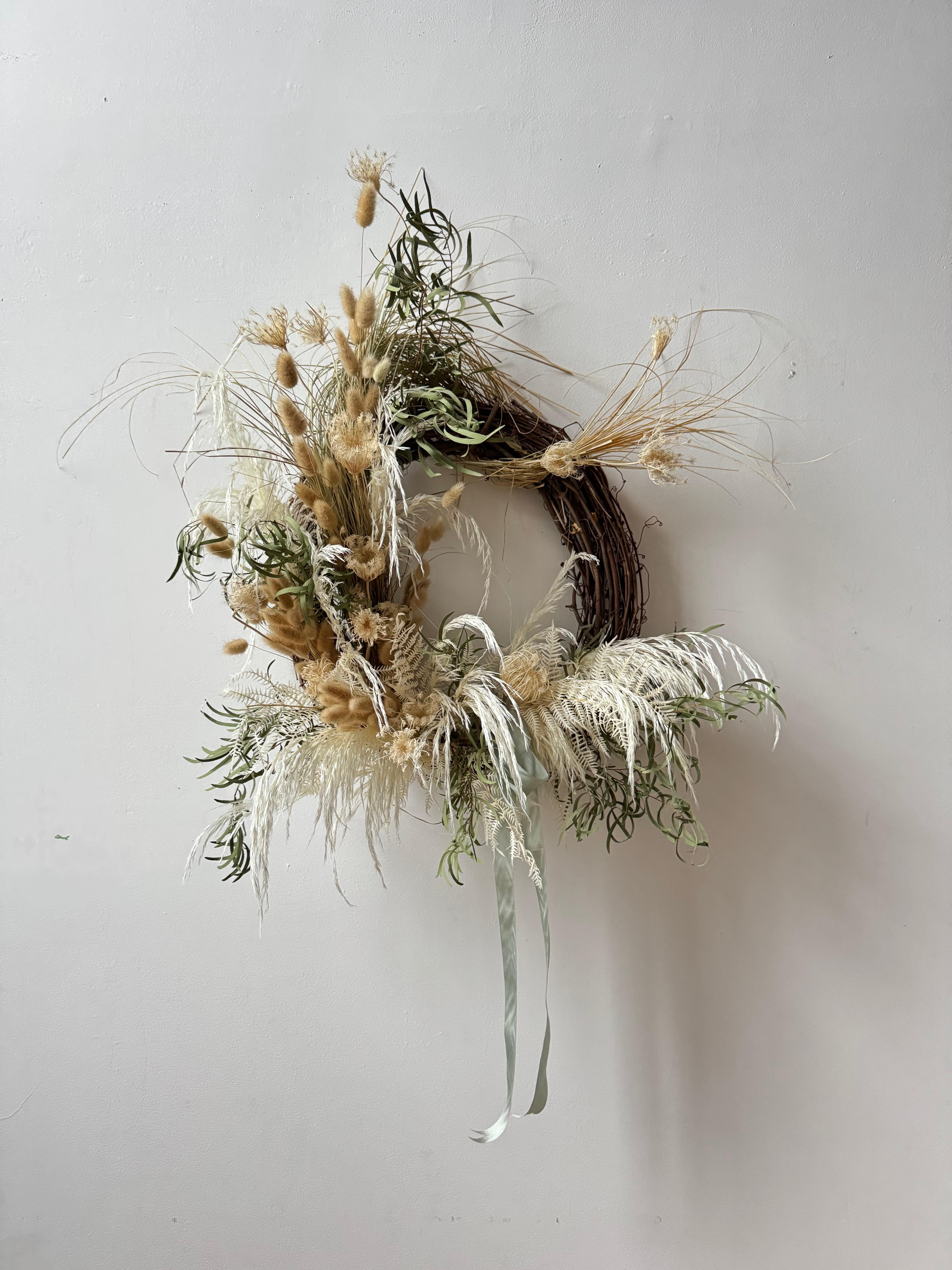 Handcrafted Floral Wreaths with Dried Flowers & Silk Ribbon