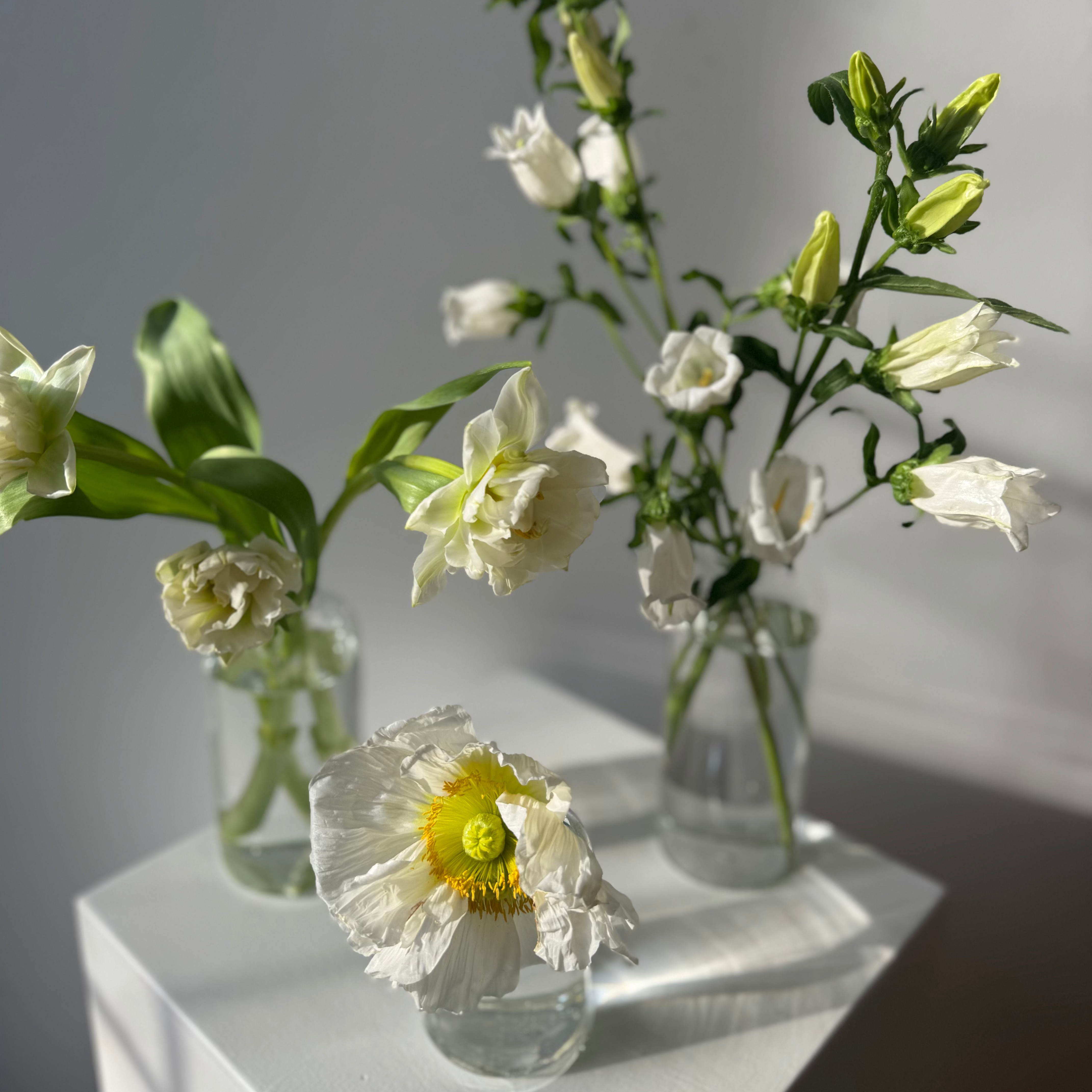 Bud vases for wedding flowers for portland maine microweddings.