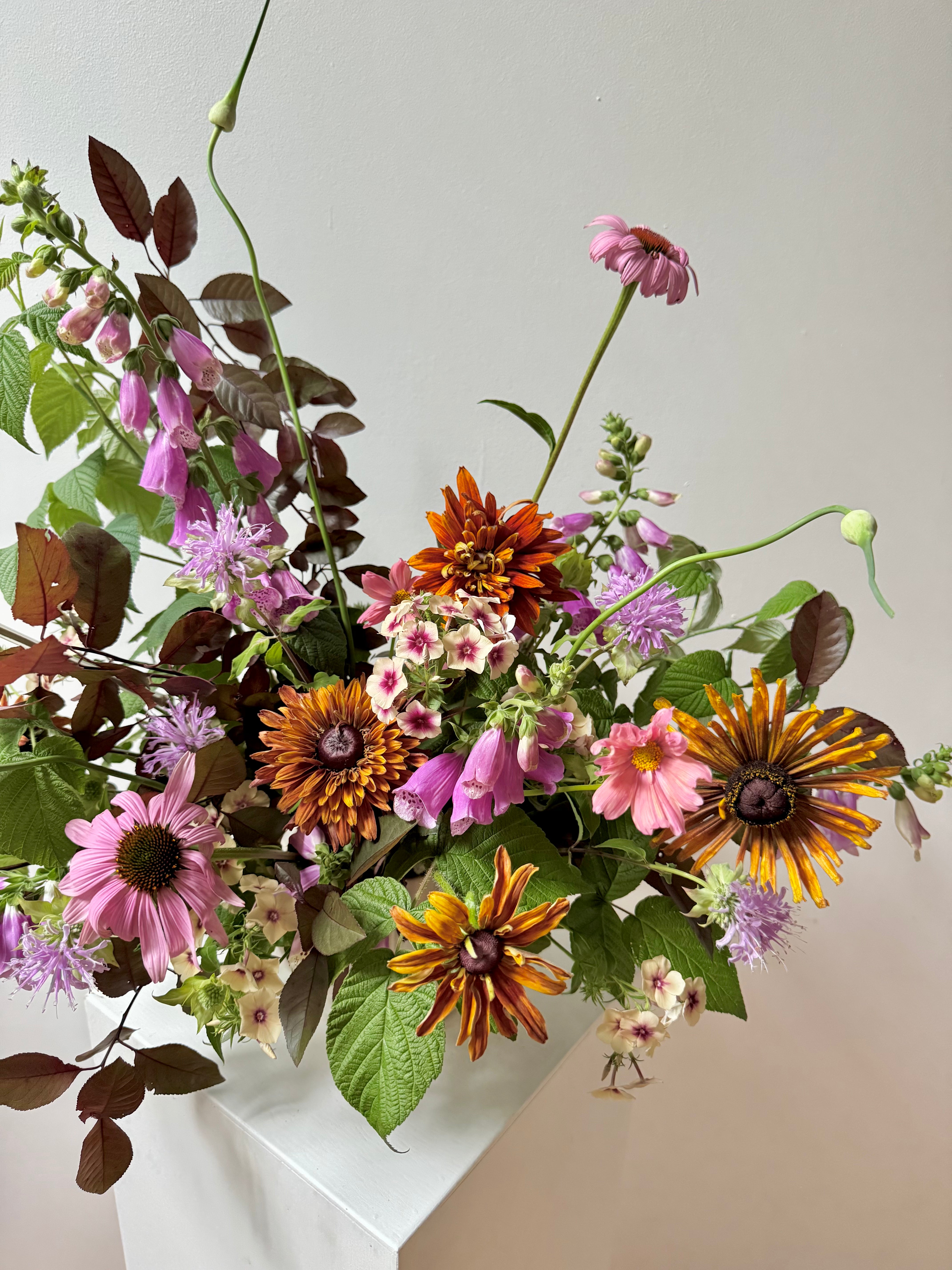 Fresh Flower Arrangement in Ruffled Ceramic Compote∙ Portland, Maine Delivery