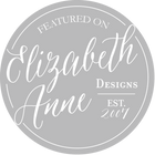 Circular logo with 'Elizabeth Anne Designs' text on a gray background