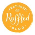 Yellow circle with 'Featured on Ruffled Blog' text