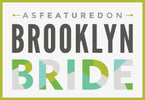 Text 'As Featured on Brooklyn Bride' with a green and gray gradient design.