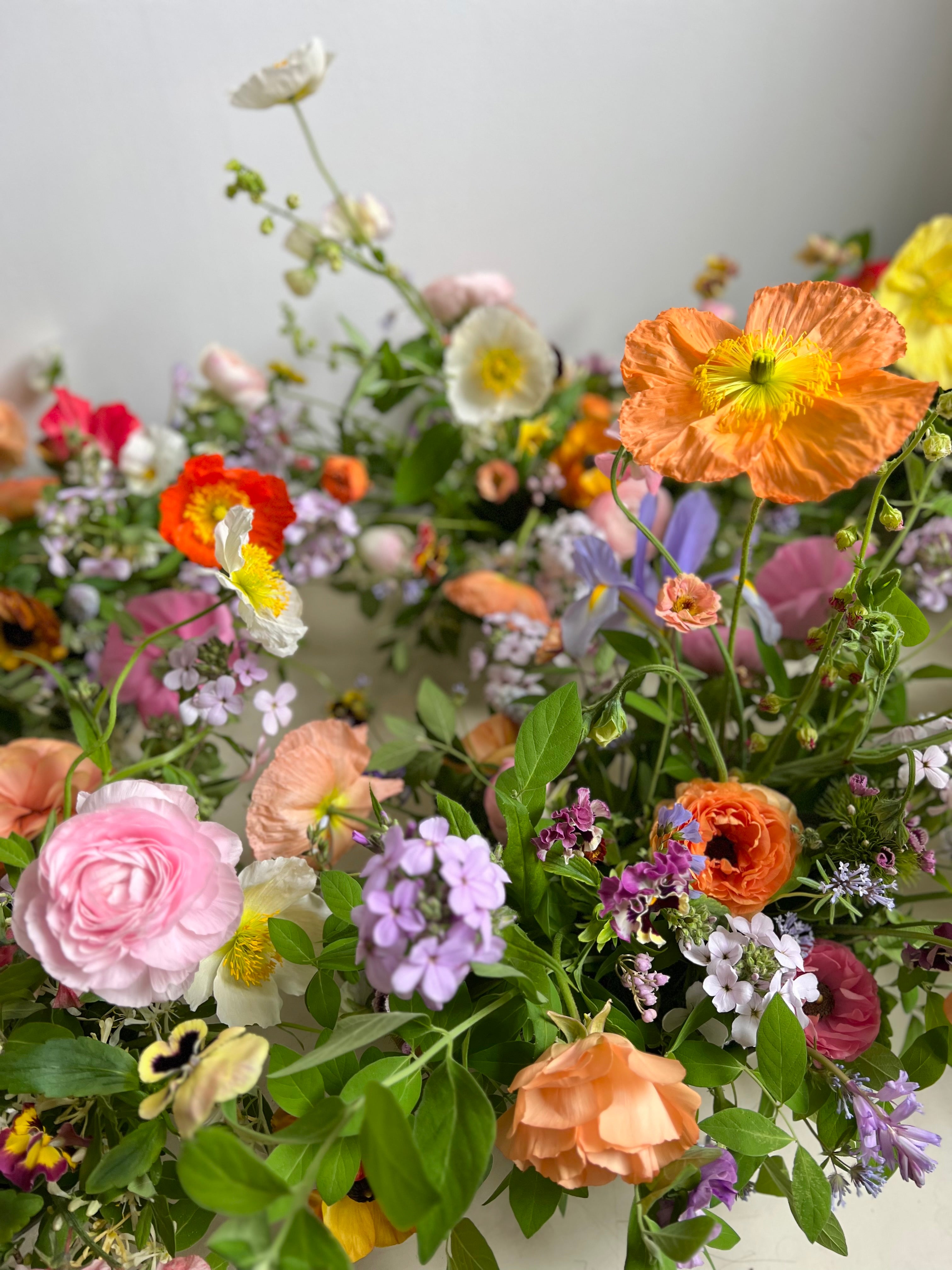 Bouquet of colorful spring flowers for a birthday delivery from florist in portland maine