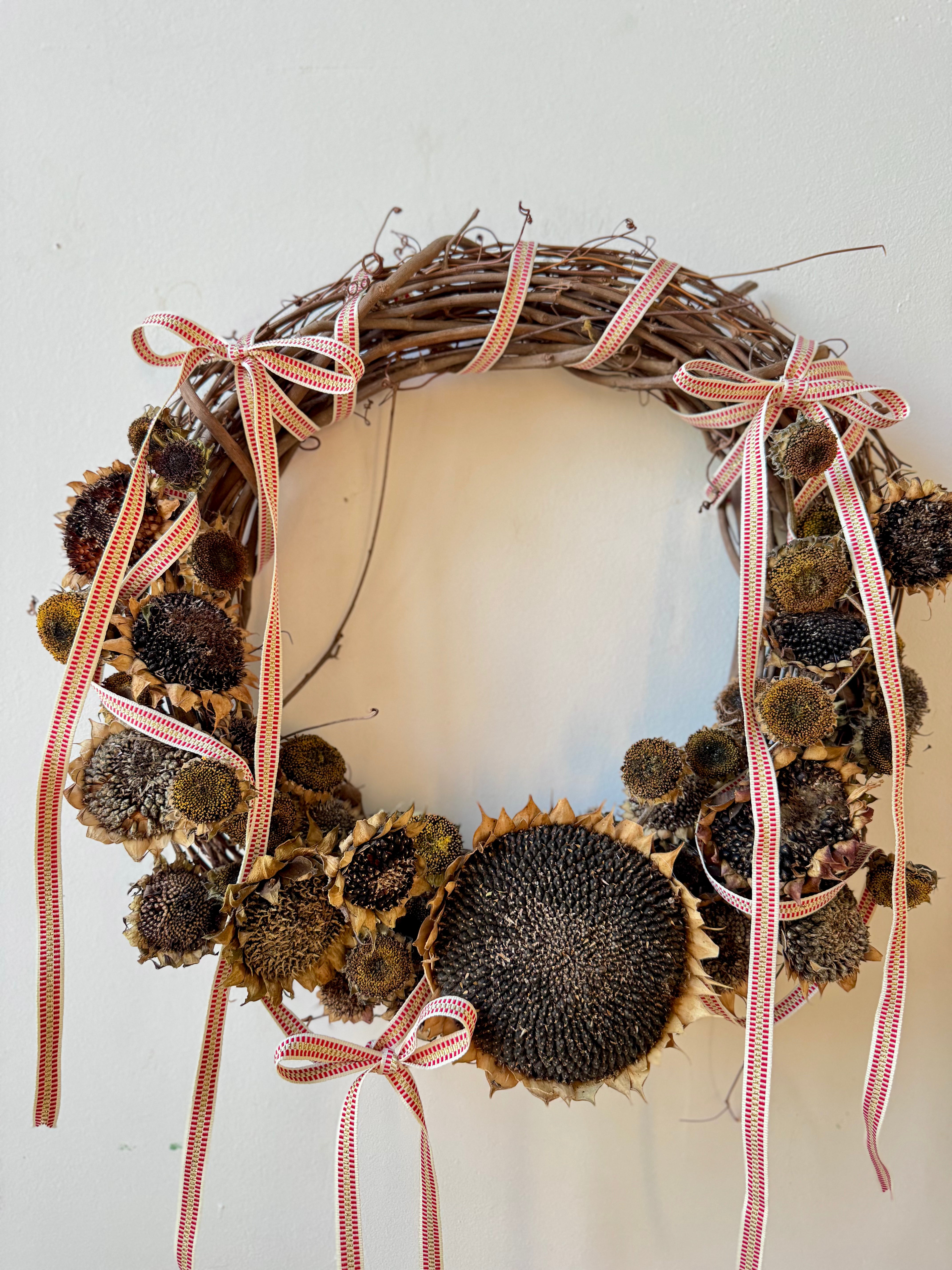 Handcrafted Floral Wreaths with Dried Flowers & Silk Ribbon