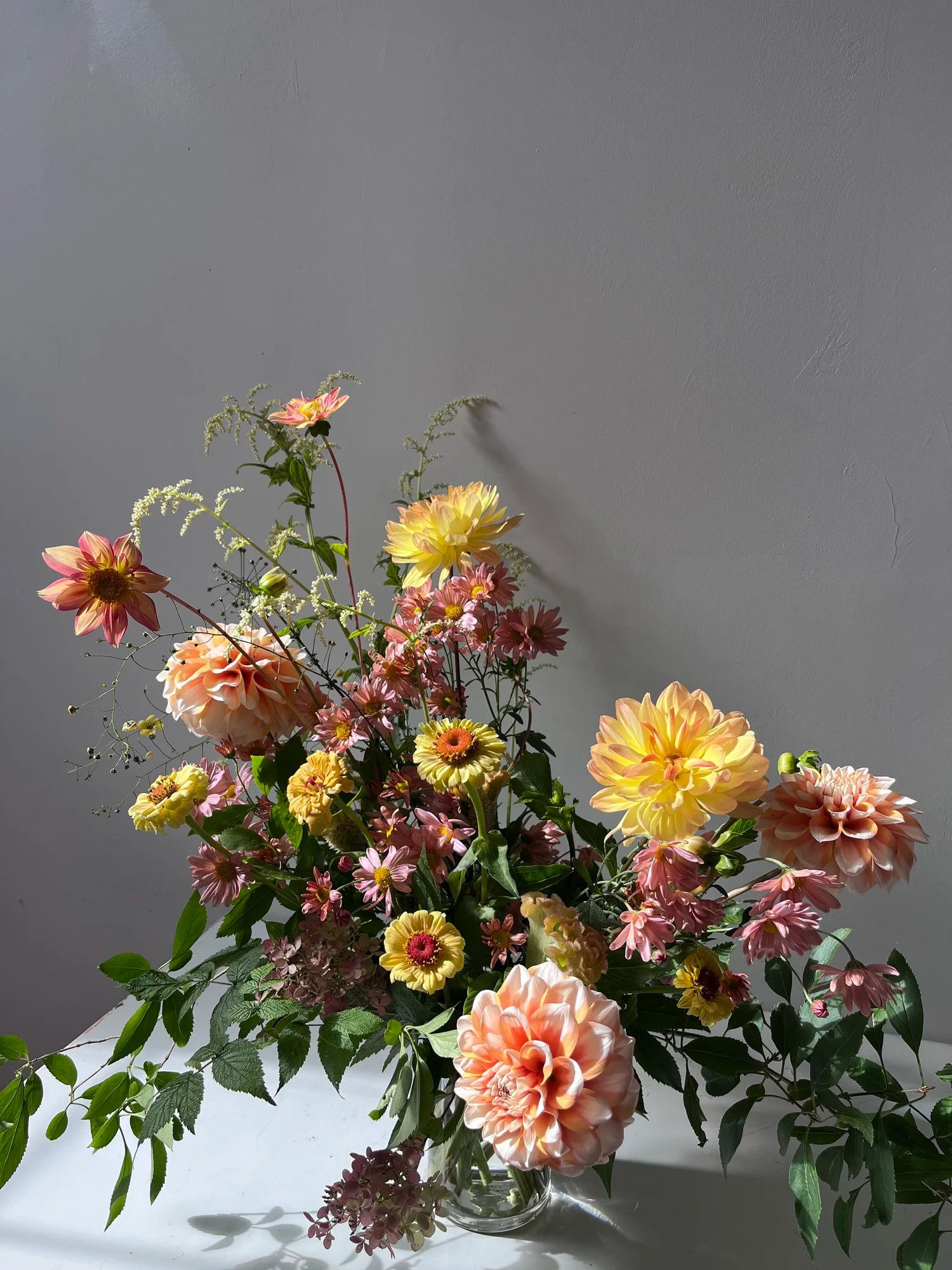 Bouquet of flowers on a gray background