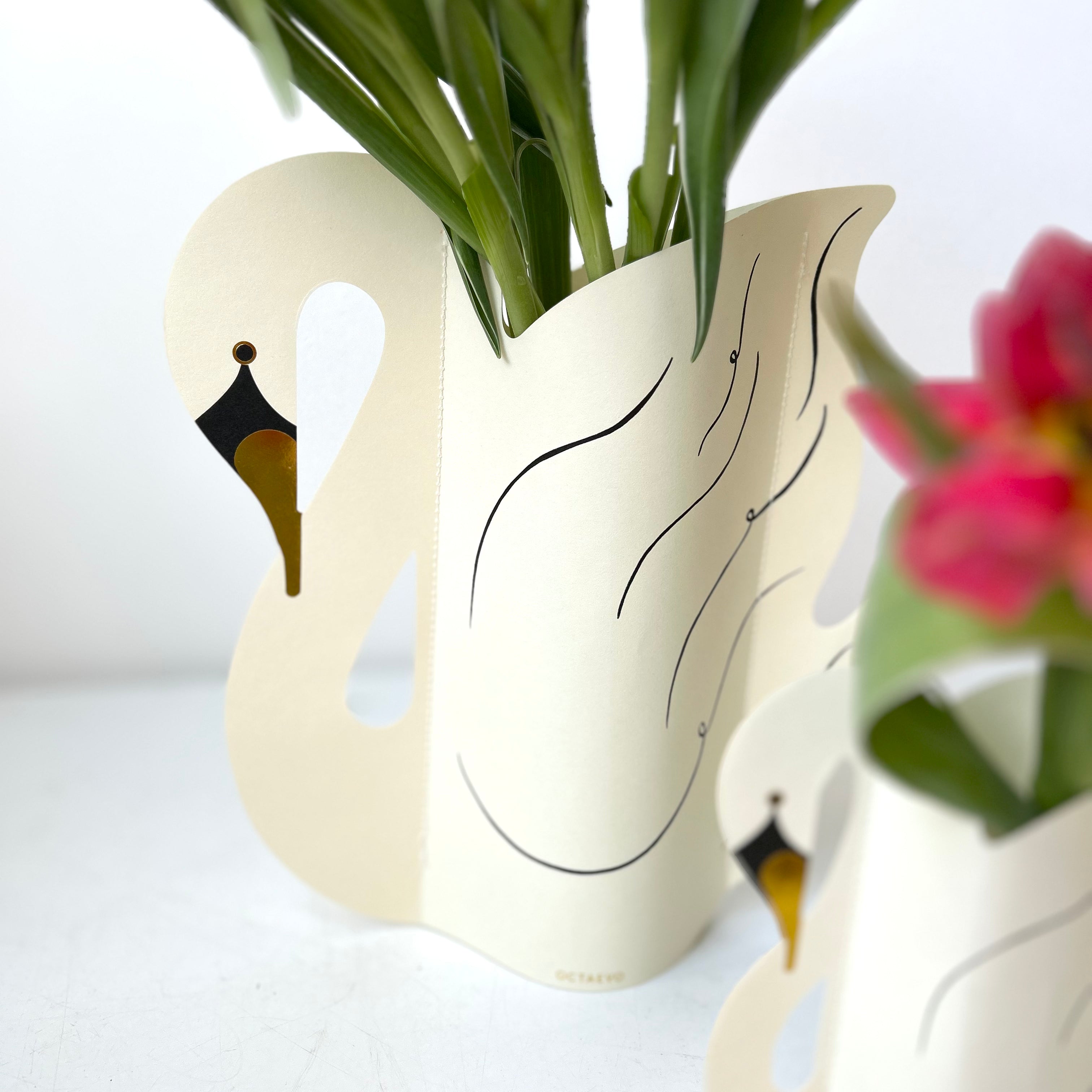 Valentine's Tulips in Paper Swan Vases