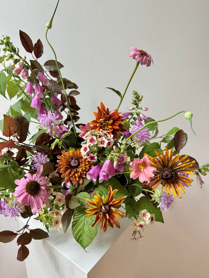 Fresh Flower Arrangement in Ruffled Ceramic Compote∙ Portland, Maine Delivery