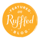 Yellow circle with 'Featured on Ruffled Blog' text