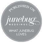 Circular logo with 'Published on Junebug Weddings' text