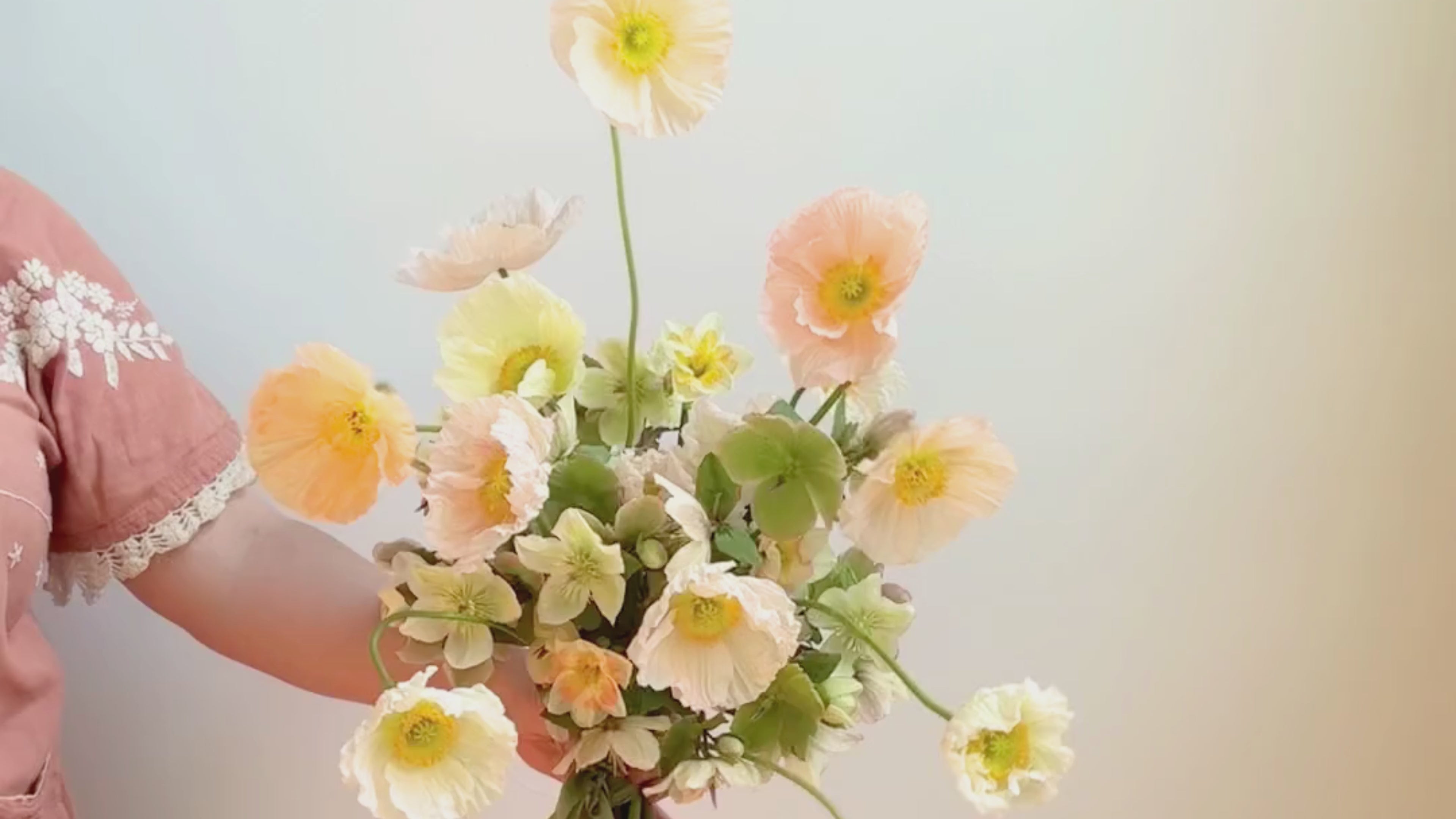 Load video: Bouquet close up with pastel flowers